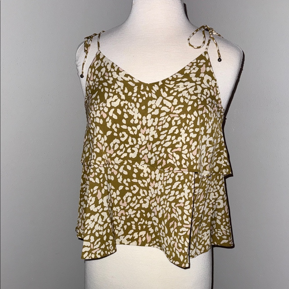 Crescent Olive and Cream Patterned Camisole